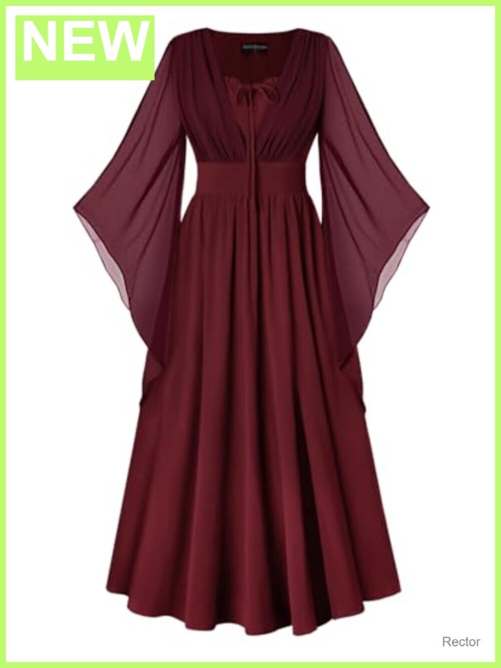 Renaissance Maxi Dress A-Line Side Pockets Smocked Waist 3/4 Sleeve